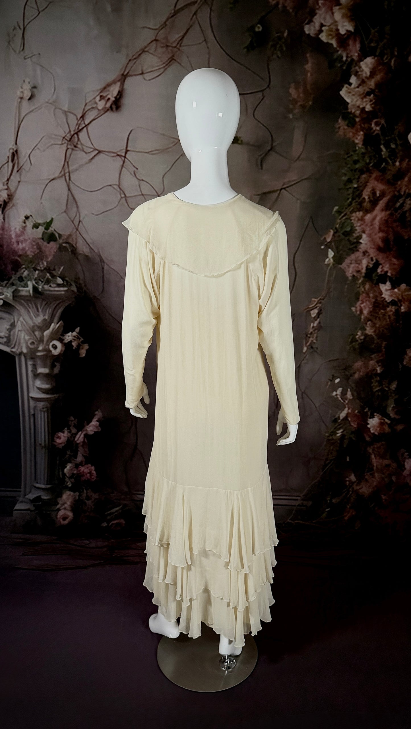 1920s Silk Crêpe Georgette 3pc Ensemble, Wedding Dress w/Jacket & Slip