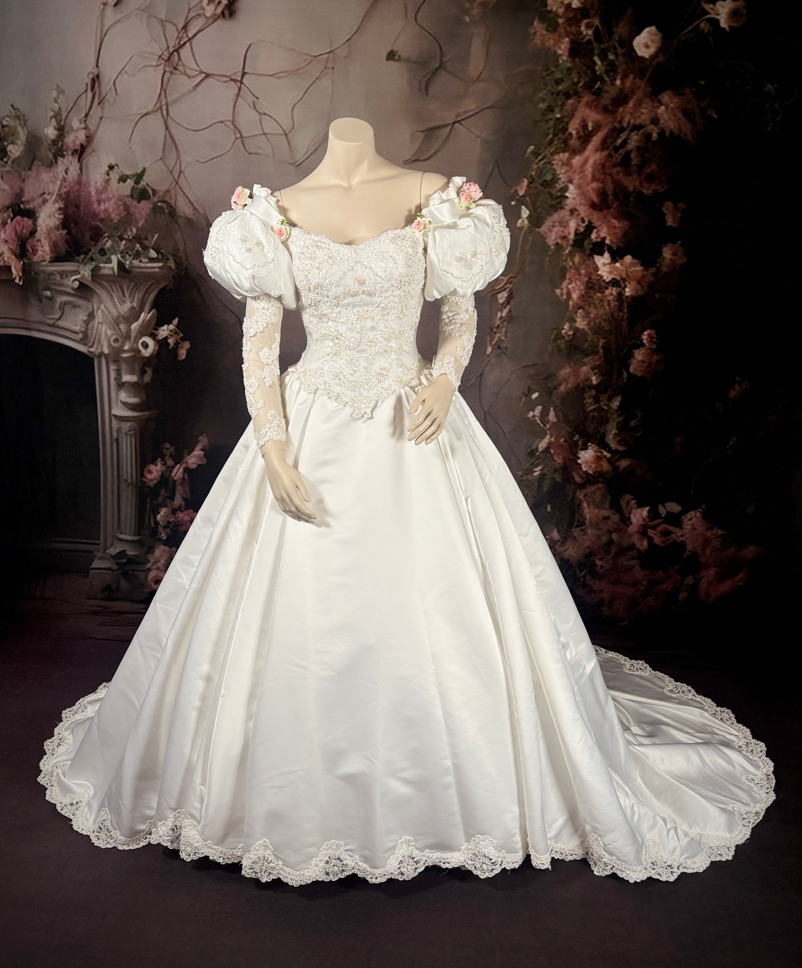princess puff sleeve wedding dress Vintage Victorian Style Puff Sleeves Wedding Gown Dress I Retro Fairy