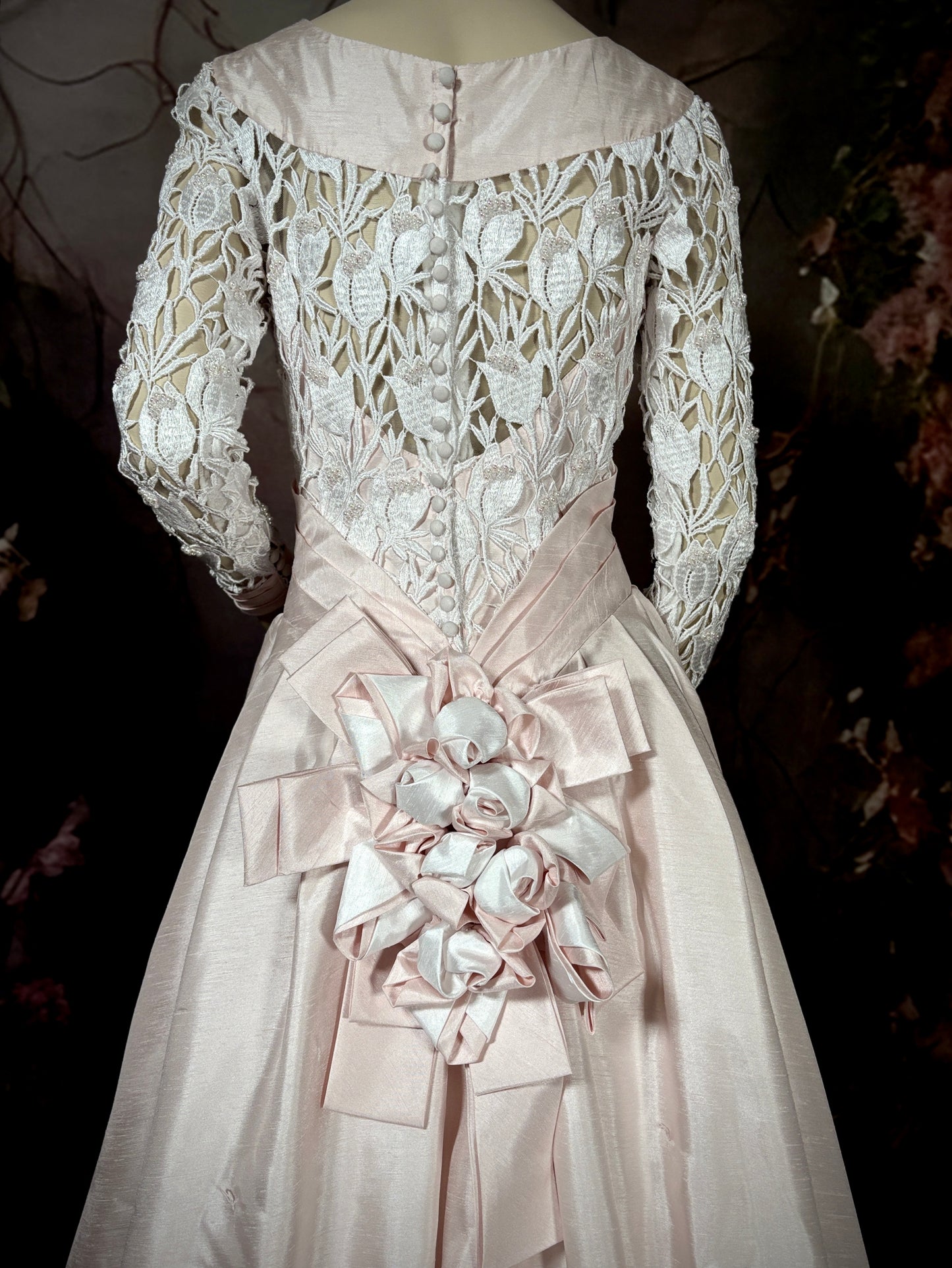 1998 Shantung & Beaded Venice Lace Wedding Dress in Blush Pink w/Sweeping Train size 8 1998 Shantung & Beaded Venice Lace Wedding Dress in Blush Pink w/Sweeping Train size 8