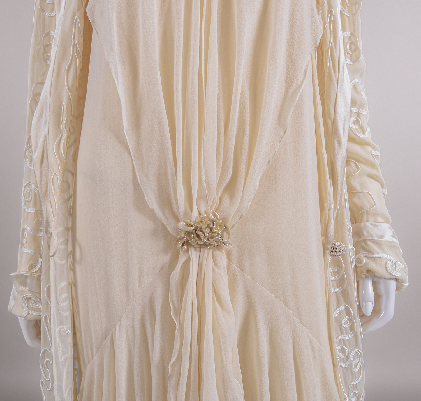 1920s Silk Crêpe Georgette 3pc Ensemble, Wedding Dress w/Jacket & Slip