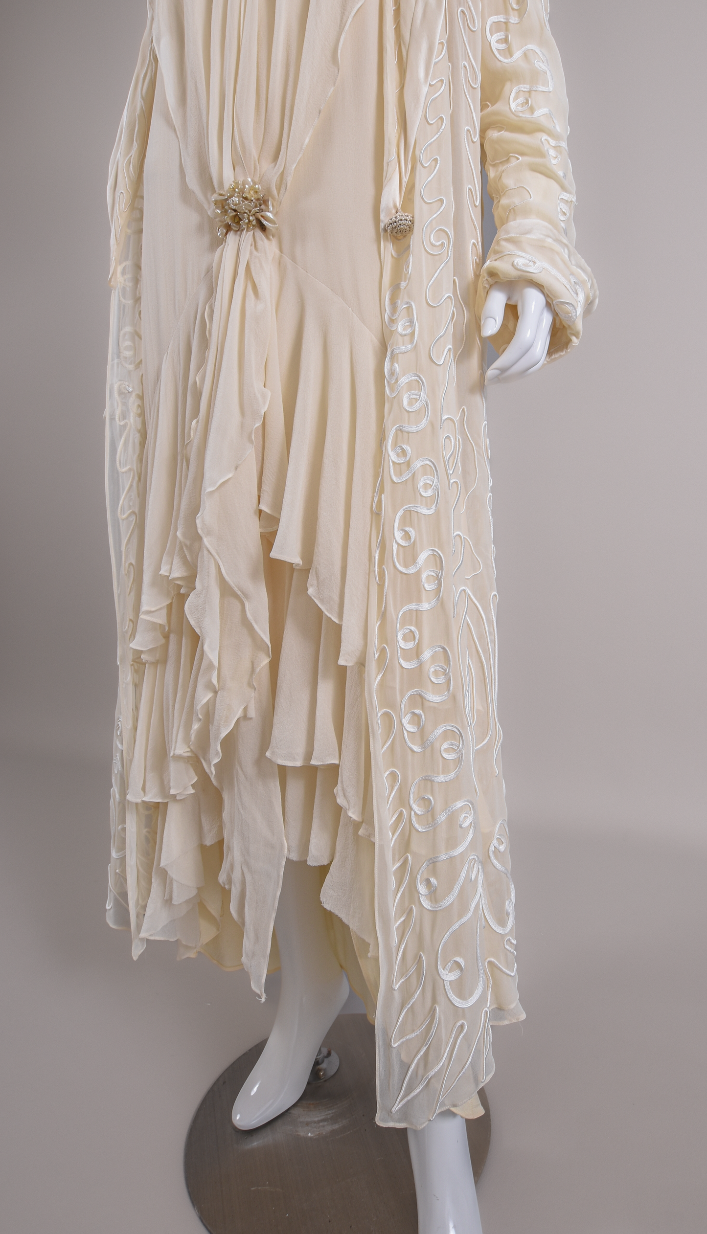 1920s Silk Crêpe Georgette 3pc Ensemble, Wedding Dress w/Jacket & Slip