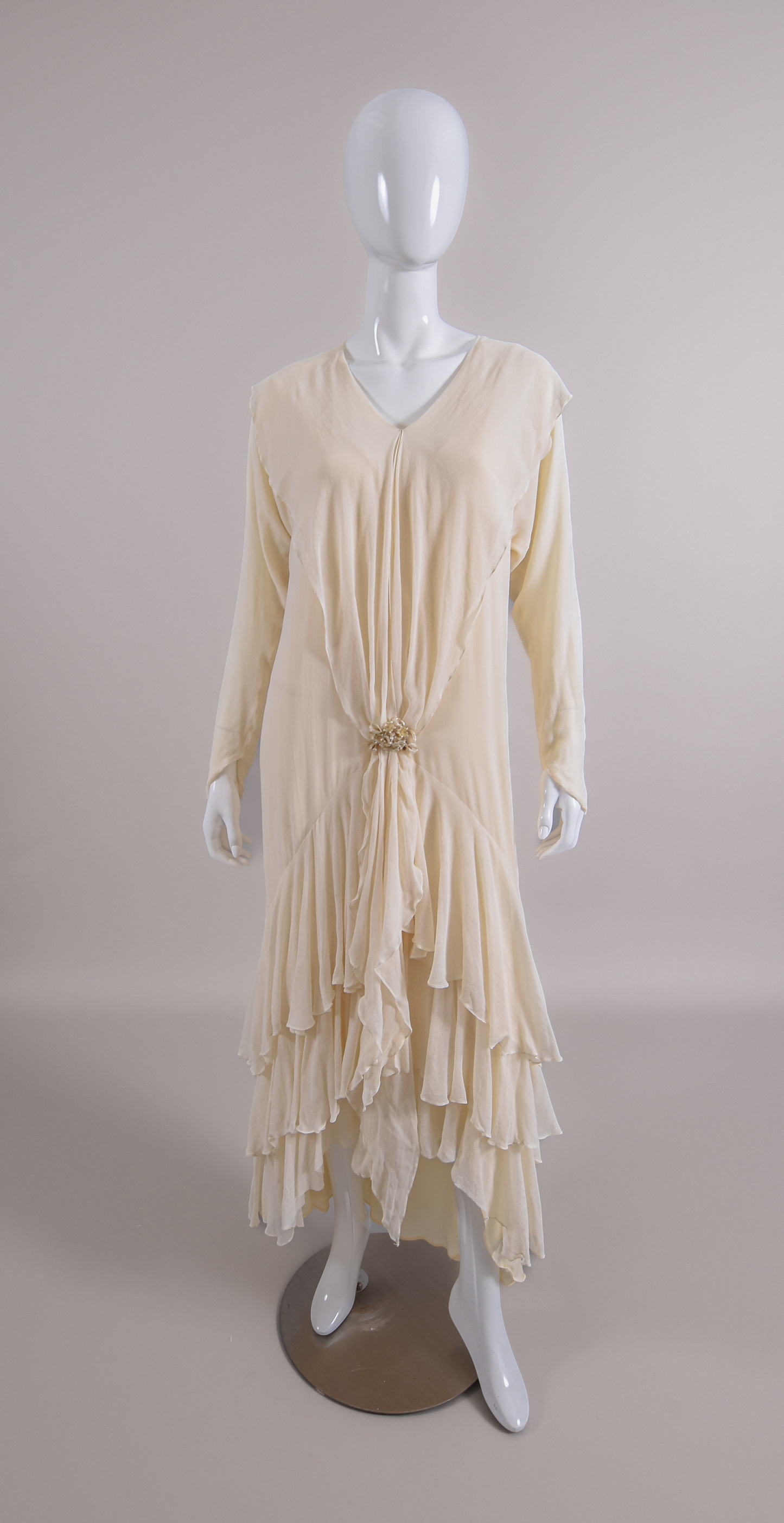 1920s Silk Crêpe Georgette 3pc Ensemble, Wedding Dress w/Jacket & Slip