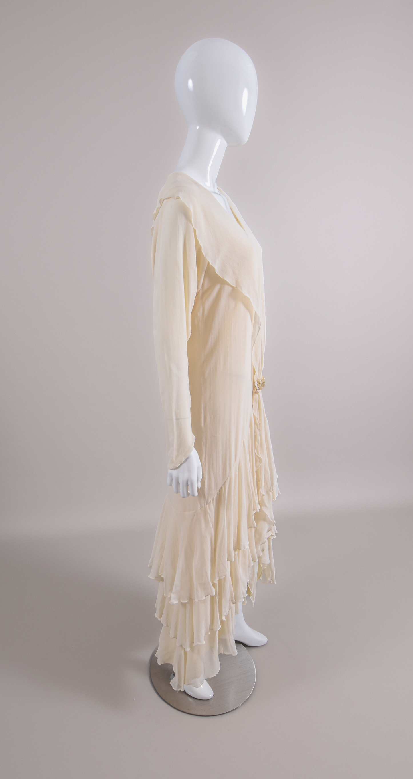 1920s Silk Crêpe Georgette 3pc Ensemble, Wedding Dress w/Jacket & Slip