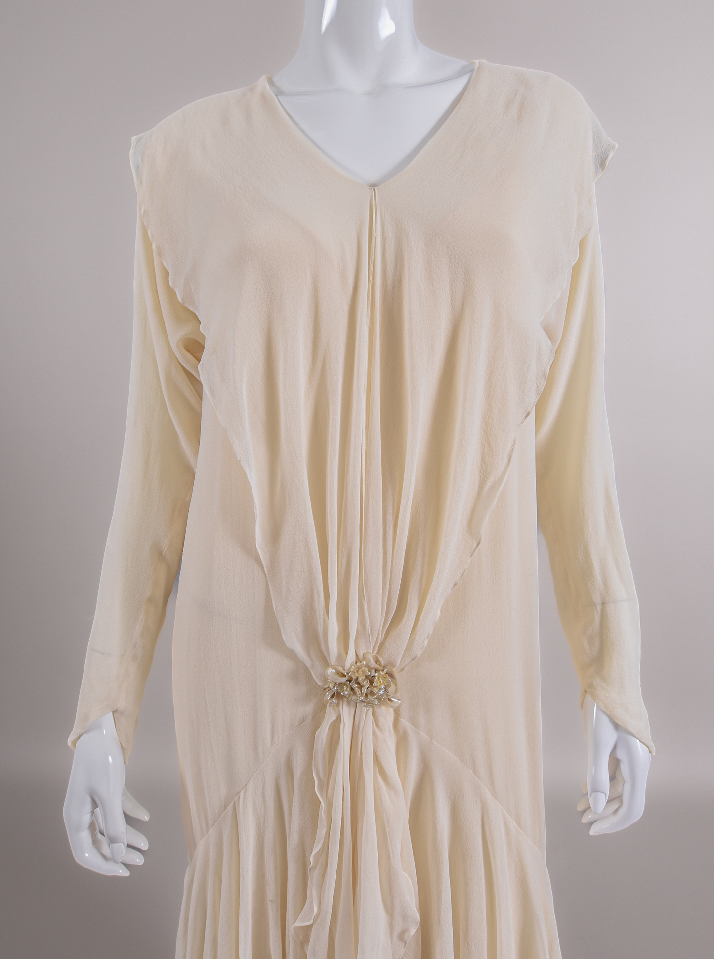 1920s Silk Crêpe Georgette 3pc Ensemble, Wedding Dress w/Jacket & Slip