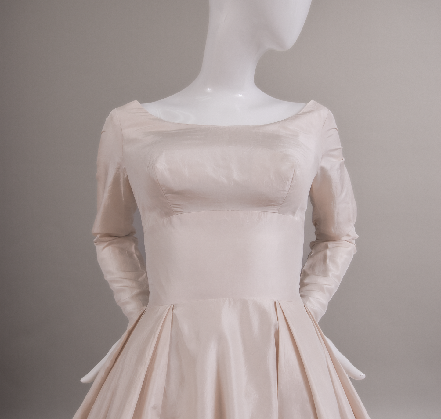 1950s Dior-Style Silk Taffeta Wedding Dress w/Trailing Train