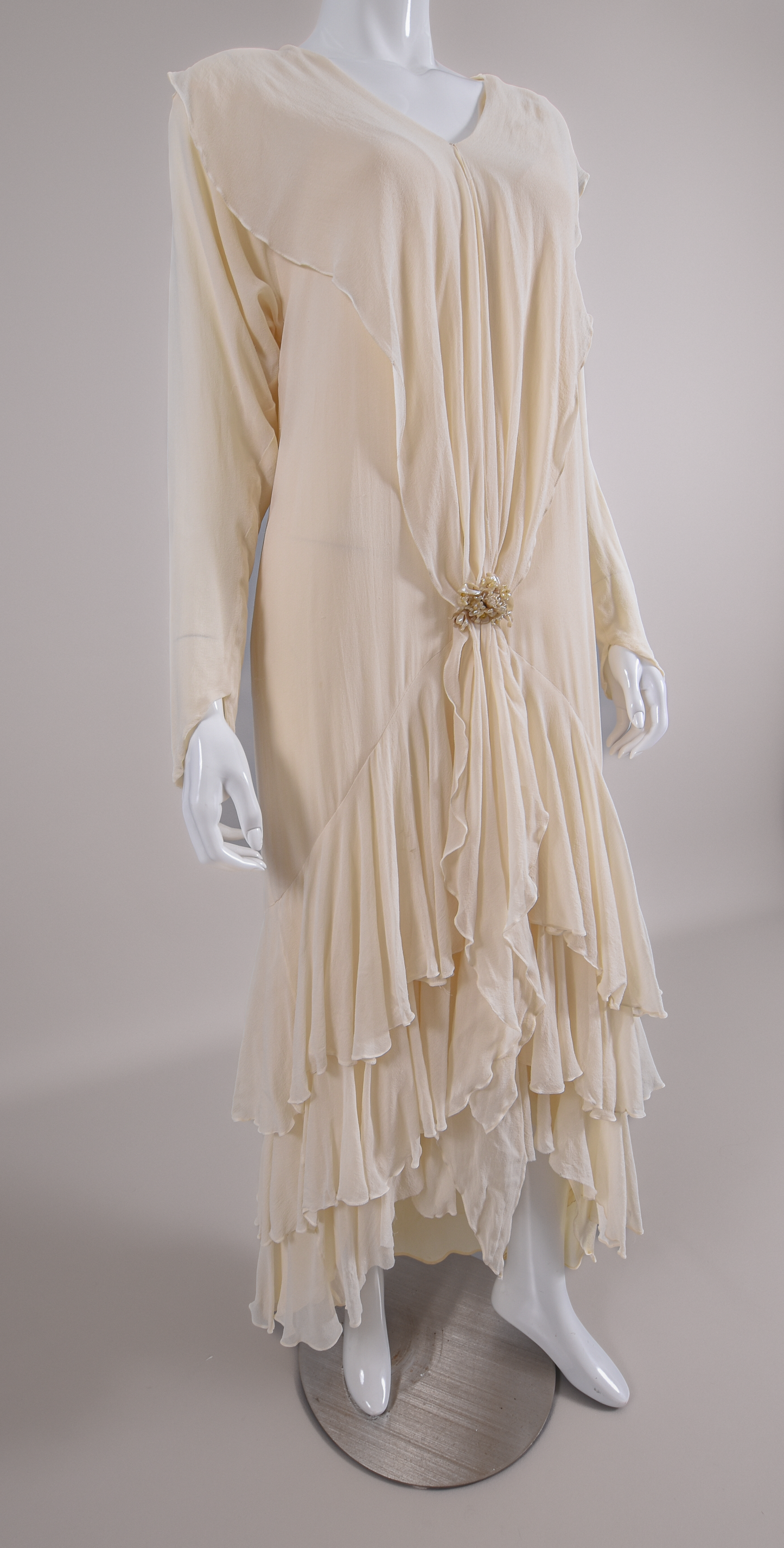 1920s Silk Crêpe Georgette 3pc Ensemble, Wedding Dress w/Jacket & Slip