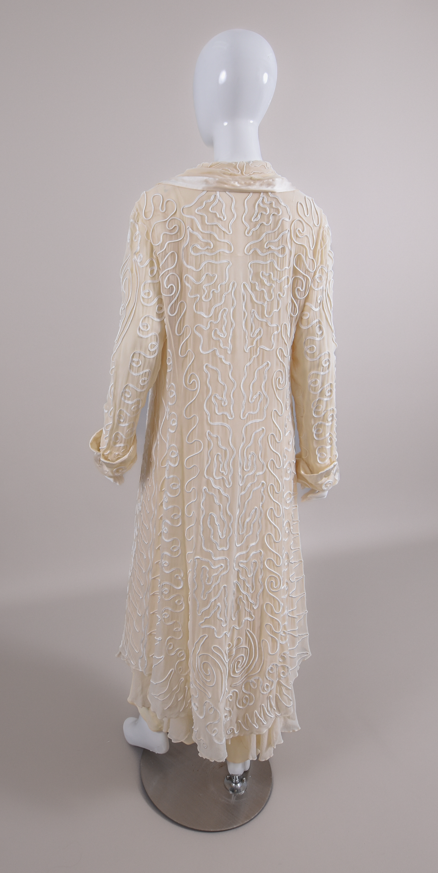 1920s Silk Crêpe Georgette 3pc Ensemble, Wedding Dress w/Jacket & Slip