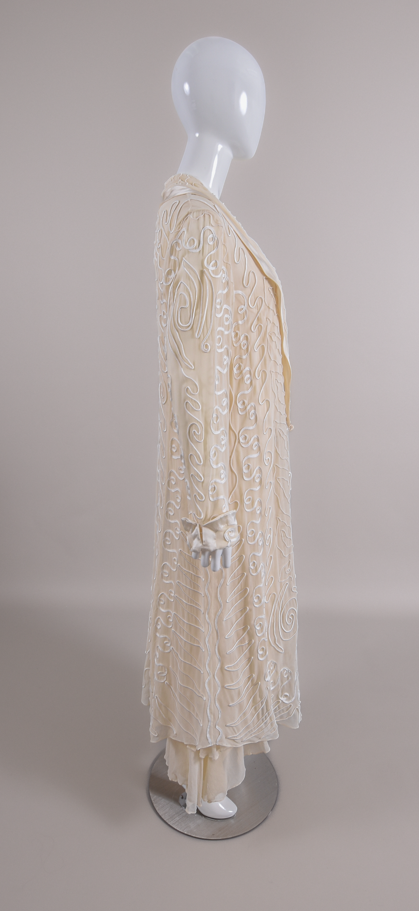 1920s Silk Crêpe Georgette 3pc Ensemble, Wedding Dress w/Jacket & Slip