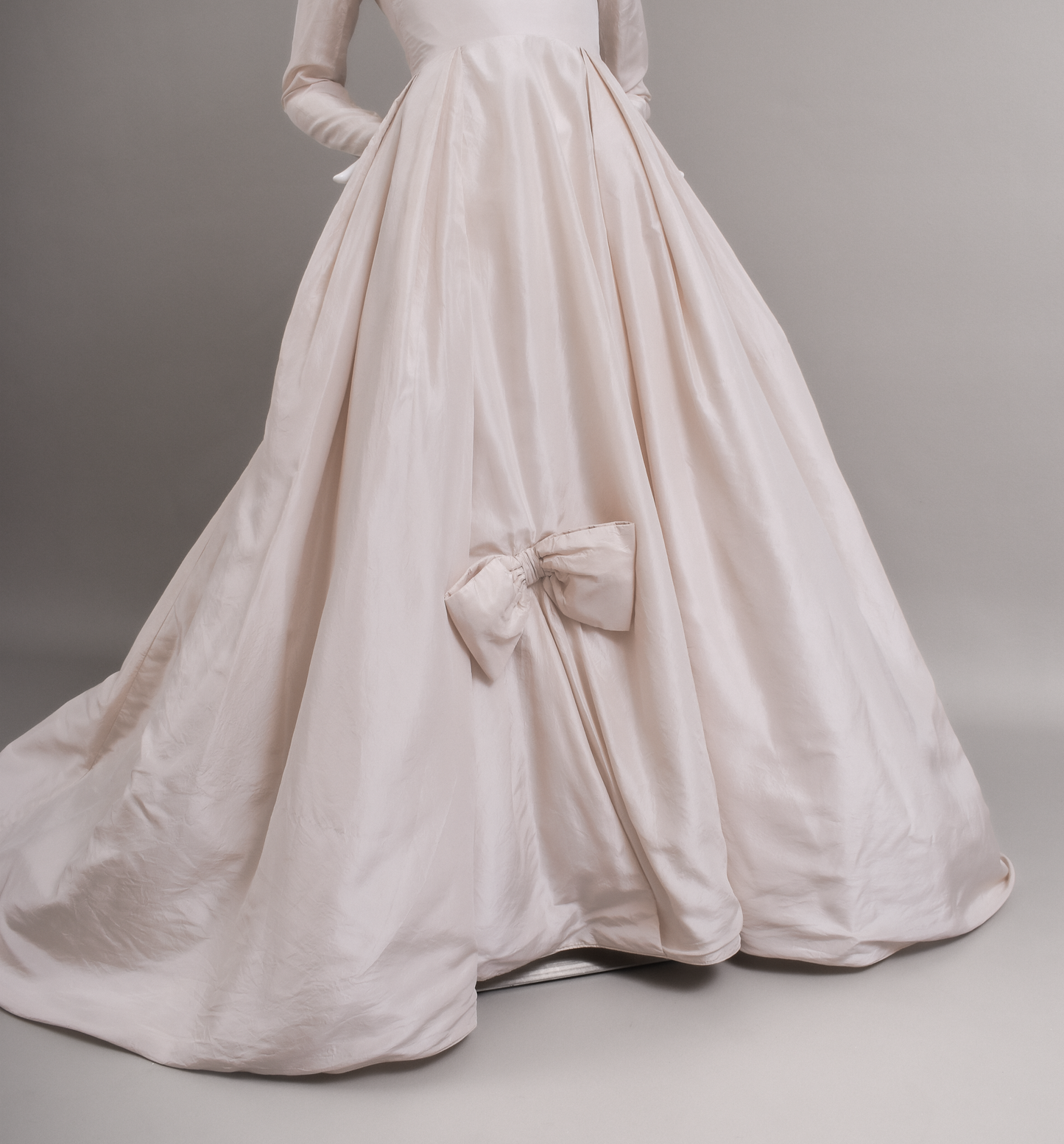 1950s Dior-Style Silk Taffeta Wedding Dress w/Trailing Train
