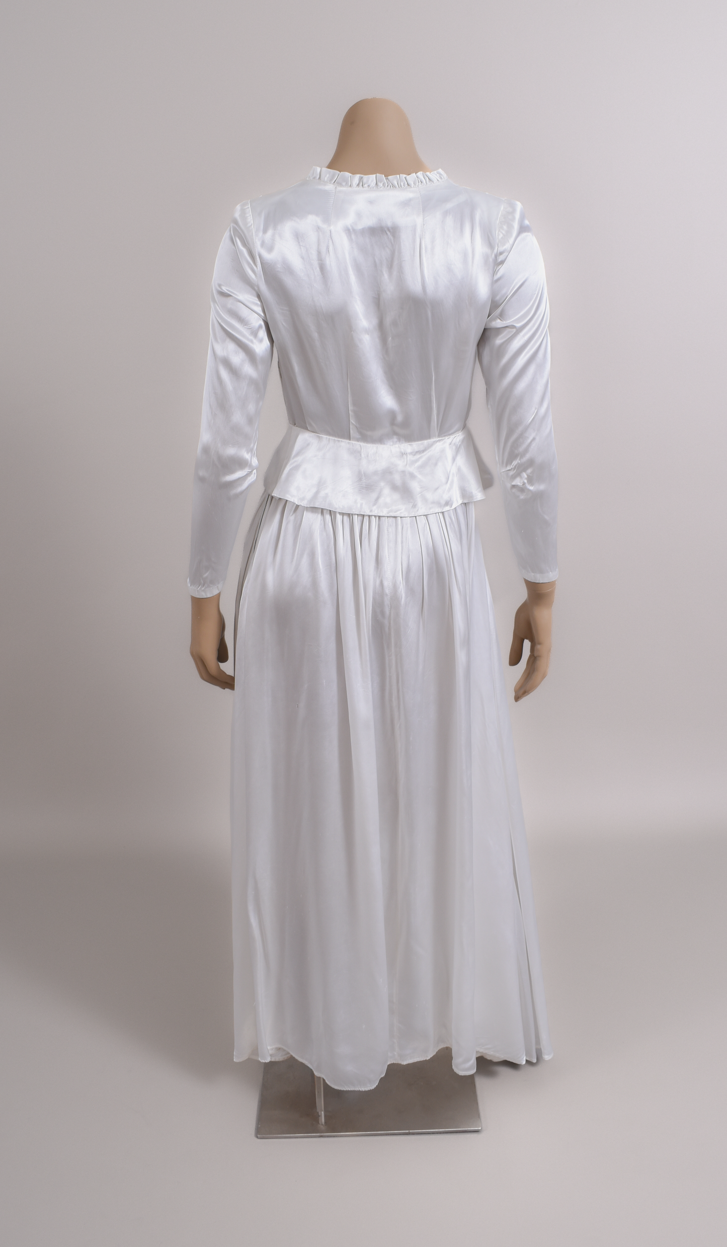 1930s Bias Cut Liquid Satin Wedding Dress w/Peplum