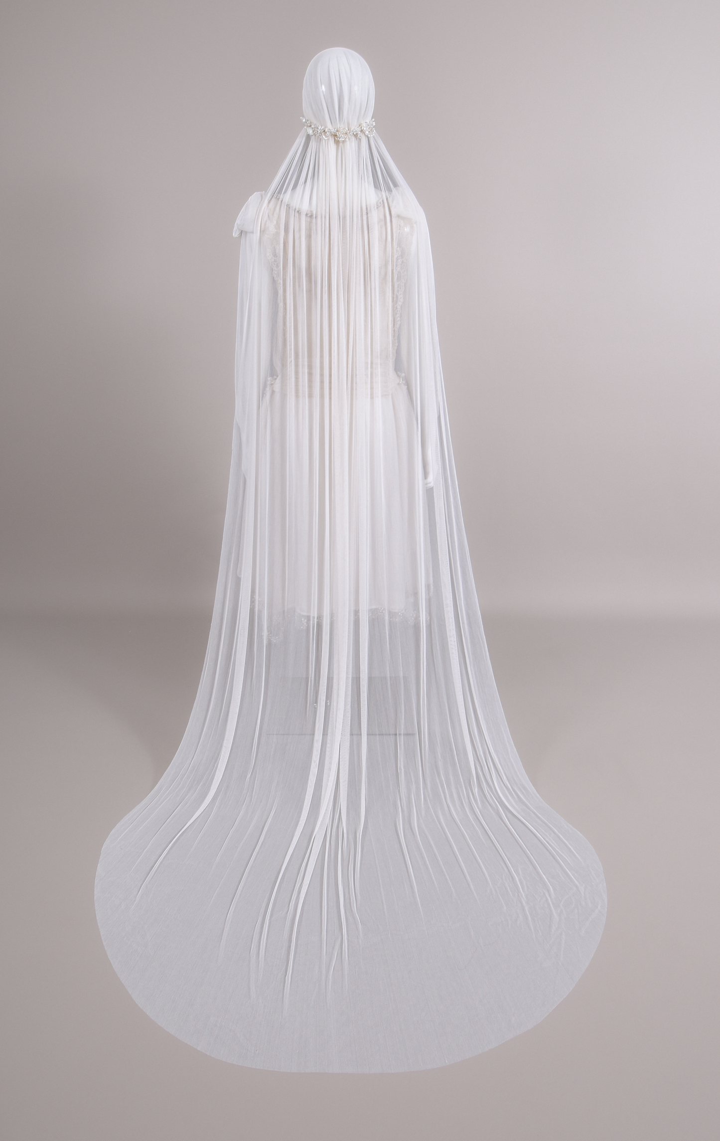 1920s Haute Couture Silk Charmeuse Beaded Wedding Dress & Silk Juliet Veil
