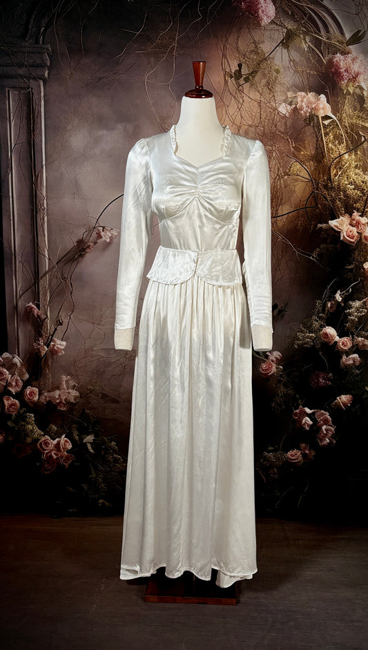1930s Bias Cut Liquid Satin Wedding Dress