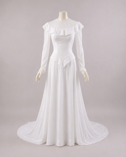 1940s Silk Velvet Wedding Gown w/Trailing Train